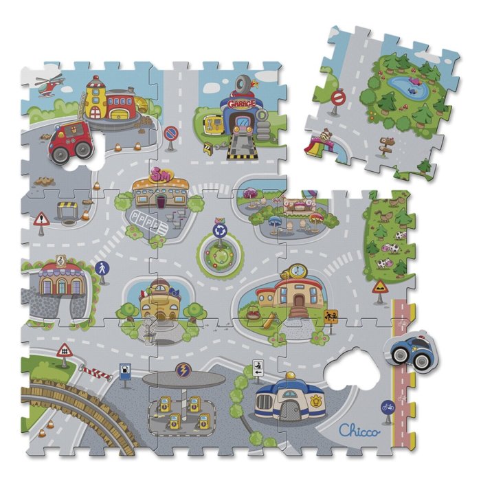 tappeto puzzle chicco a forma di città